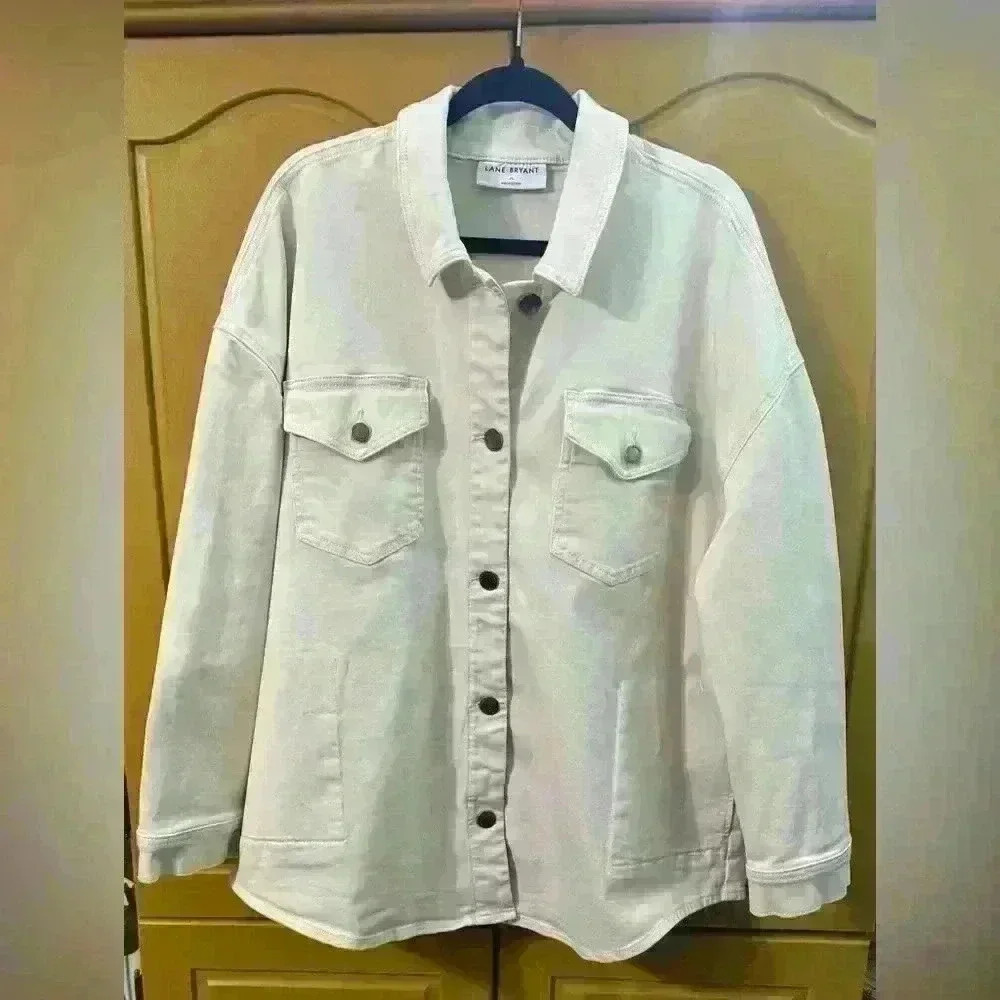 Women’s Lane Bryant Ecru/Ivory Color Denim Shacket Plus Size 20